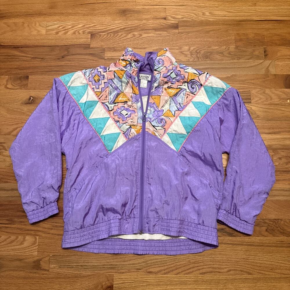 Vintage Lavon Women’s Windbreaker Track Jacket Coat Size S 90s 80s Multi-Color